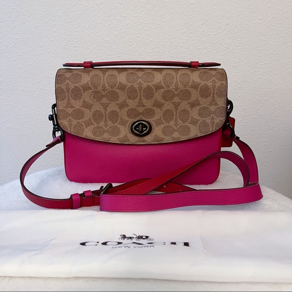Coach Cassie Crossbody In Signature Blocking Tan/Pink/Silver - Picture 3 of 5
